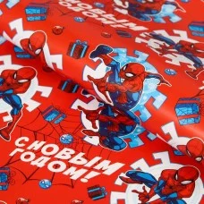Упаковочная бумага "С Новым годом!", Человек-паук 70х100 см