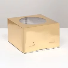 Кондитерская упаковка с окном, золотой, 30 х 30 х 19 см