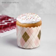 Форма бумажная для кекса, маффинов и кулича "Ромбики" 70x60 мм, МИКС