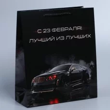 Пакет ламинированный вертикальный «С 23 февраля!», ML 21 × 25 × 8 см