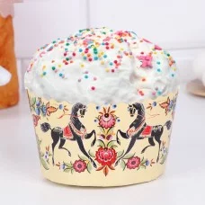 Форма бумажная для кекса, маффинов и кулича "Городец" 110х85 мм,  (фасовка 1900 шт)