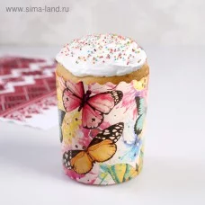 Форма бумажная для кекса, маффинов и кулича "Бабочки цветные" 70x85 мм