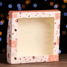 Коробка складная "Новогодние шарики", 20 х 20 х 4 см