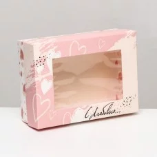 Коробка складная, с окном "С любовью"  21 х 15 х 7 см
